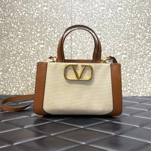 Valentino ROCKSTUD VLOGO Mini Woven Tote Bag 0350