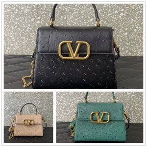 Valentino VSLING Small Ostrich Pattern Handbag Shoulder Bag