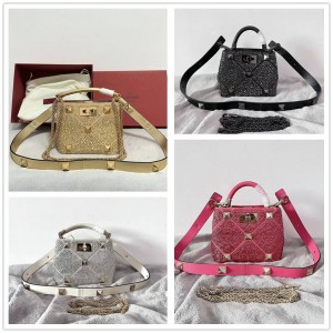 Valentino Roman Study Mini Rhinestone Inlaid Diamond Bucket Bag 0136