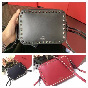 Valentino Rockstudy Calfskin Rivet Crossbody Bag Camera Bag 0809