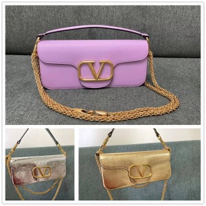 Valentino LOCÒ VLOGO Calf Leather Large Chain Bag Underarm Bag 1133