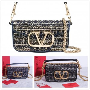 Valentino MINI LOCÒ tweed shoulder bag chain bag 22031