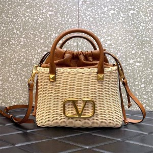 Valentino VLogo Collection Stay Woven Basket Bag