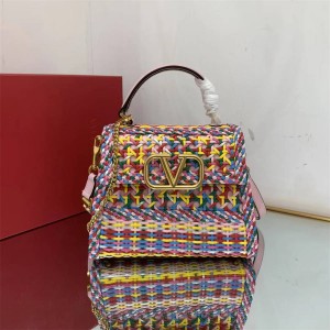 Valentino VSLING Small Colorful Woven Handbag Shoulder Bag 0308