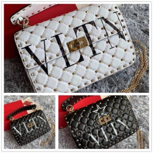 Valentino ROCKSTUD SPIKE VLTN Medium Letter Rivet Handbag 0122