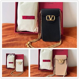 Valentino LOCÒ calf leather chain phone case