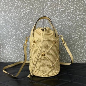 Valentino RomanStudy Woven Lafite Leather Bucket Bag 8040
