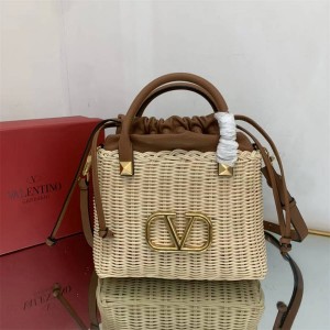 Valentino VLogo Collection.Stay Woven Bamboo Basket Bag 0129