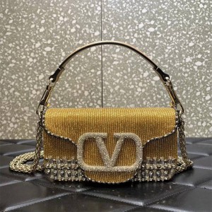 Valentino Mini Loco Embroidered Handbag Star Diamond Series Chain Bag Underarm Bag 5032