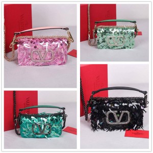 Valentino MINI LOCÒ 3D embroidered handbag sequin bead chain bag 22041