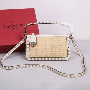 Valentino ROCKSTUD Small Woven Lafite Rivet Crossbody Bag 5500