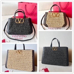 Valentino VLOGO Lafite Grass Woven Tote Bag 22061