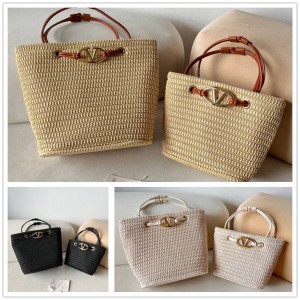 Valentino Lafite Grass Woven Tote Bag 22069