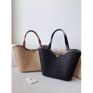 Valentino Lafite Grass Woven Tote Bag Shopping Bag 6607