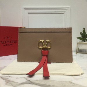 Valentino official website ladies new V-RING leather clutch