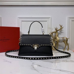 Valentino rivet rockstud lychee pattern leather handbag