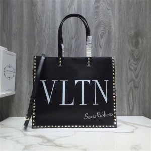 Valentino rivet vltn letter print leather Shopping Bag Tote Bag