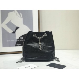 YSL Saint Laurent embossed crocodile pattern chain bag mini bucket bag