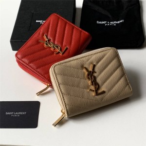 YSL Saint Laurent MONOGRAM quilted leather short zipper wallet 403723