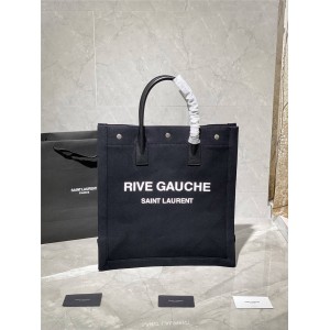 ysl Saint Laurent RIVE GAUCHE linen and cotton vertical shopping bag 631682