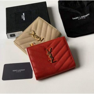 ysl Saint Laurent MONOGRAM grain embossed leather zipper card holder 575879/459738