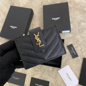 YSL Saint Laurent caviar cow leather organ card holder 607907