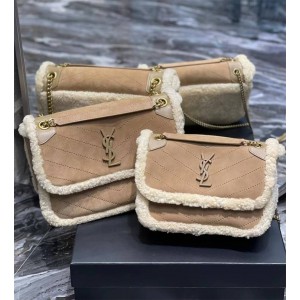 Saint Laurent YSL 533037/498894 NIKI Wool Suede Real Leather Bag Postman Bag