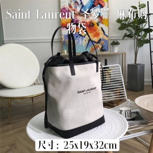 YSL official website handbag TEDDY Banda's linen canvas shopping bag 551595