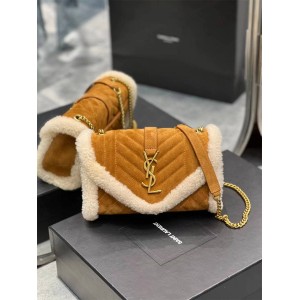 YSL Saint Laurent 526286 ENVELOPE Quilted New Lamb suede handbag