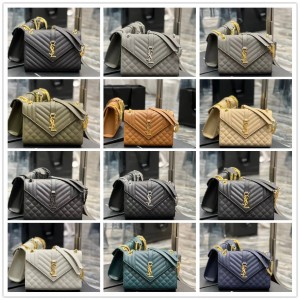 YSL Saint Laurent 600185 487206 ENVELOPE Medium Quilted Texture Real Leather Bag