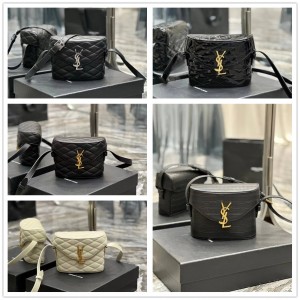 YSL Saint Laurent 710080 JUNE Quilted Sheepskin Box Bag Makeup Bag