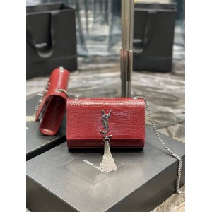 YSL Saint Laurent 474366 469390 KATE Small Crocodile Tassel Chain Bag