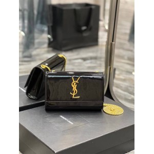 YSL Saint Laurent 469390 MONOGRAM KATE Small Lacquer Leather Chain Bag