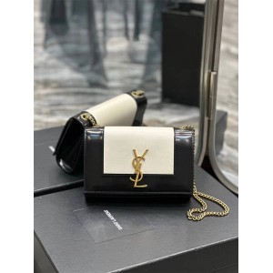 YSL Saint Laurent 742580 KATE Small Smooth Leather and Glossy Leather Chain Bag 469390