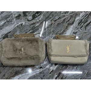 YSL Saint Laurent 553804 KATE Medium Reversal Bag Rabbit Hair Double Sided Bag