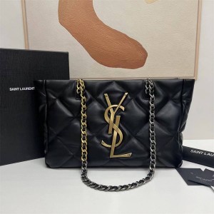 YSL Saint Laurent 712368 New Big Logo Lingge Sheepskin Shopping Bag