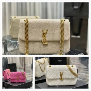 YSL Saint Laurent 634820 JAMIE Medium Linen Woolen Chain Bag