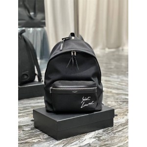 YSL Saint Laurent 534968 CITY Embroidered Letter Canvas Men's Backpack 326865