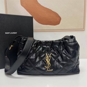 YSL Saint Laurent 713936 New Lingge Lambskin Large Logo Bucket Bag One Shoulder Crossbody Bag