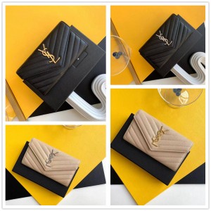 YSL Saint Laurent 372264 437469 CASSANDRE MATELASS É Large Flip Wallet