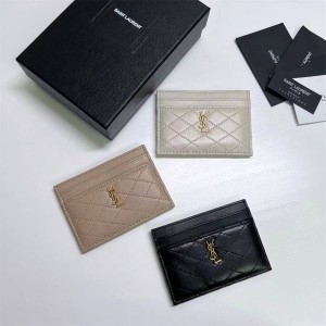 YSL Saint Laurent 703219 GABY Quilted Sheepskin Card Holder