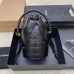 YSL Saint Laurent 686723 New Crocodile Cowhide Vintage Bucket Bag