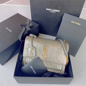 YSL Saint Laurent 442906 SUNSET Medium Snake Pattern Organ Bag