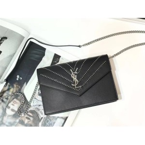 YSL Saint Laurent 393953 MONOGRAM ENVELOPE Rivet Chain Pack 2821