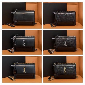 YSL Saint Laurent 442906 SUNSET Medium Black Chain Bag Organ Bag