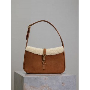YSL Yves Saint Laurent 657228 LE 5 à 7 HOBO suede and shearling shoulder bag