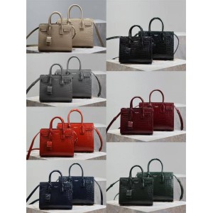 YSL Saint Laurent 392035 421863 SAC DE JOUR Crocodile Pattern Handbag