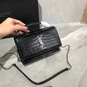 YSL/ Saint Laurent SUNSET Crocodile Leather Handle Chain Bag 533026