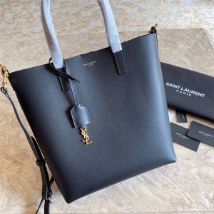 ysl bag Saint Laurent SHOPPING black leather tote bag 498612/600307
