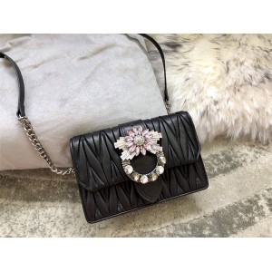 MiuMiu official website handbag new rhinestone flower MIU LADY leather handbag 5BH077